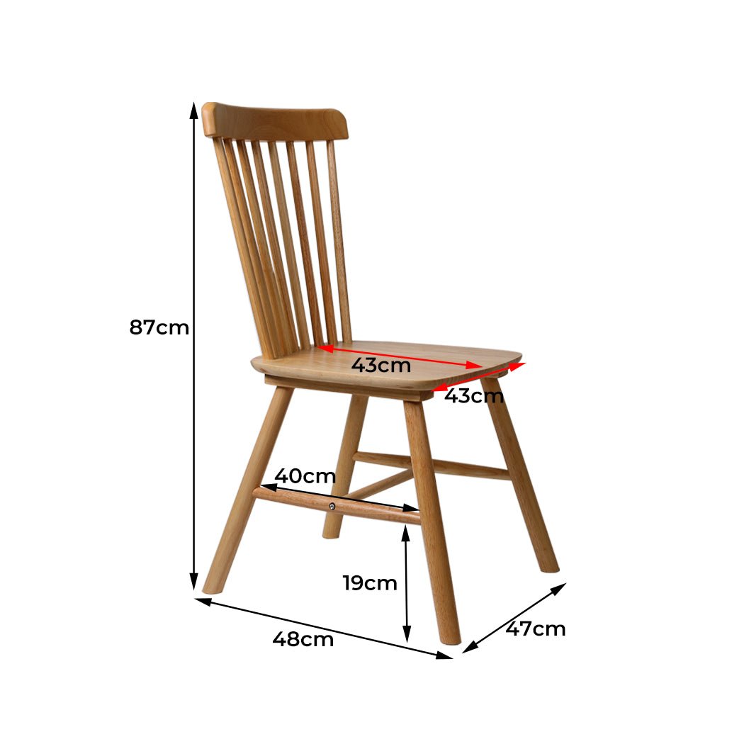 6x Windsor Dining Chairs Solid Oak Kitchen Seating - Oak - Rivercity House & Home Co. (ABN 18 642 972 209) - Affordable Modern Furniture Australia