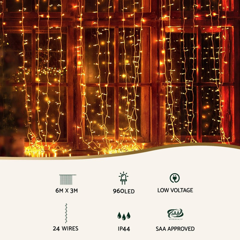 6X3M Christmas Lights Curtain String Light 960 LED RGB Remote - Occasions > Christmas > Outdoor Decorations & Lights - Rivercity House & Home Co. (ABN 18 642 972 209) - Affordable Modern Furniture Australia