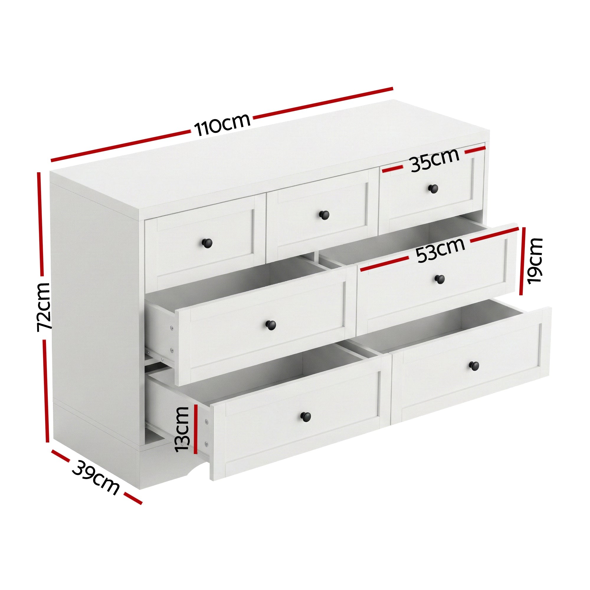 7 Chest of Drawers Dresser Table White - Furniture > Bedroom > Dressers - Rivercity House & Home Co. (ABN 18 642 972 209) - Affordable Modern Furniture Australia