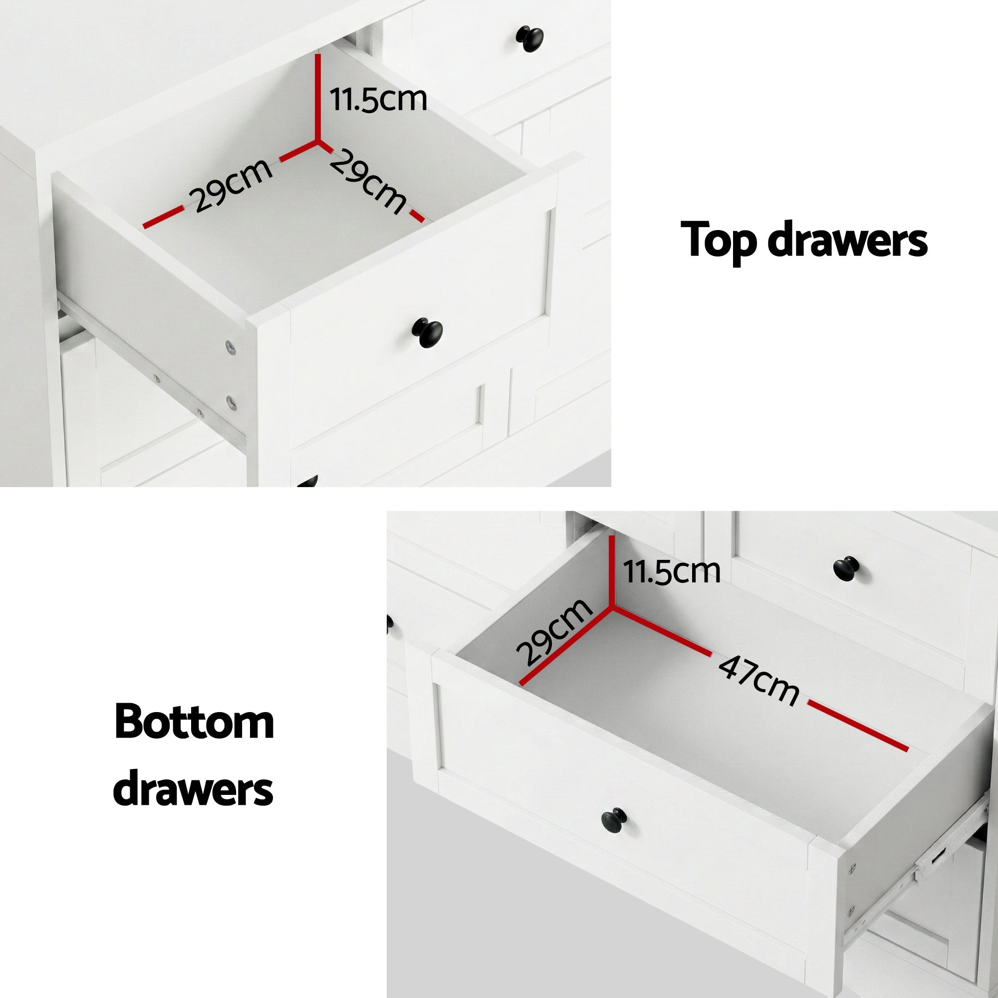 7 Chest of Drawers Dresser Table White - Furniture > Bedroom > Dressers - Rivercity House & Home Co. (ABN 18 642 972 209) - Affordable Modern Furniture Australia