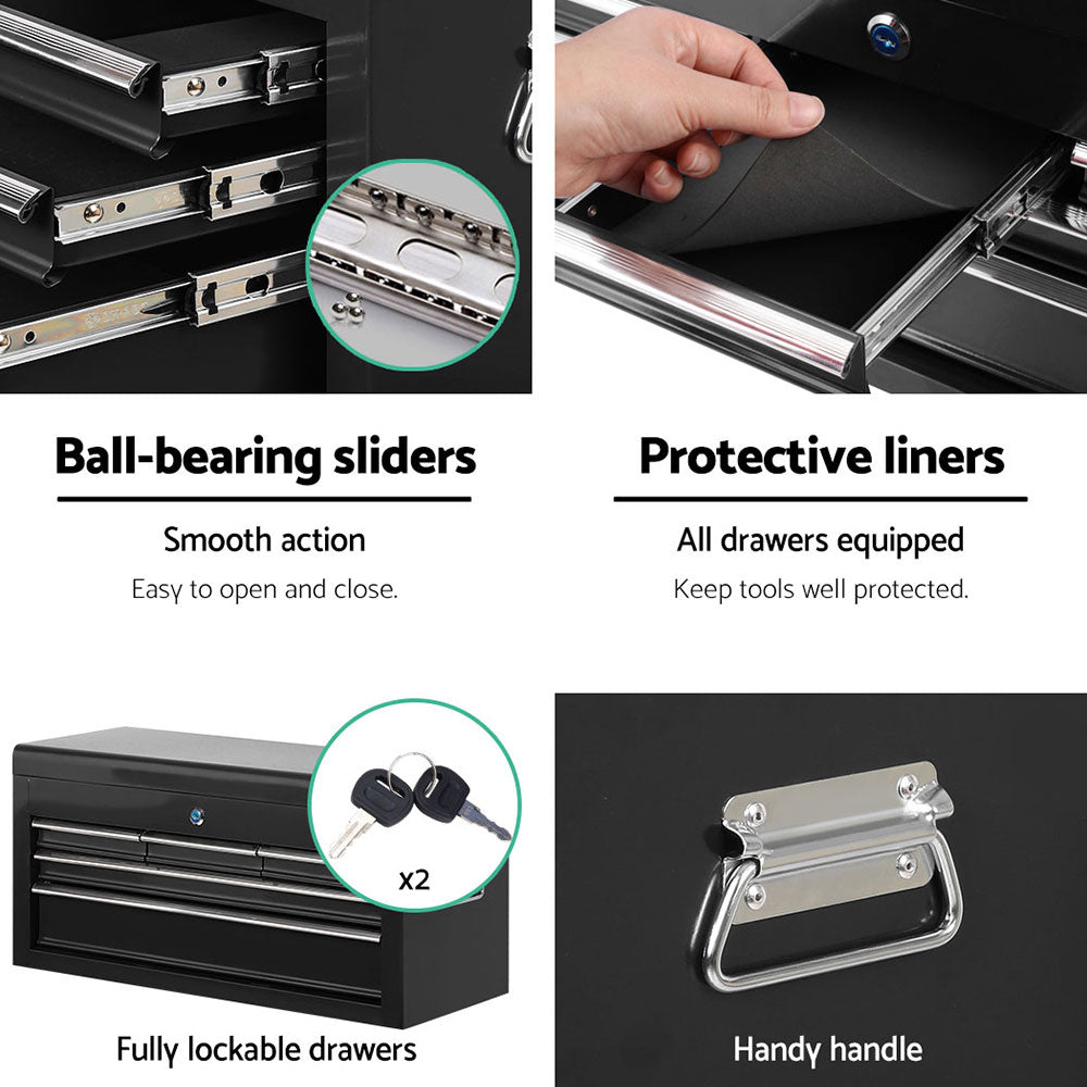 7 Drawer Tool Box Cabinet Chest Trolley Toolbox Garage Storage Black - Tools > Tools Storage > Tool Cabinets - Rivercity House & Home Co. (ABN 18 642 972 209) - Affordable Modern Furniture Australia