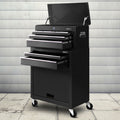 7 Drawer Tool Chest & Trolley Cabinet with Lockable Castors - Black