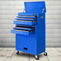 7 Drawer Lockable Tool Chest and Trolley with Castors - Blue