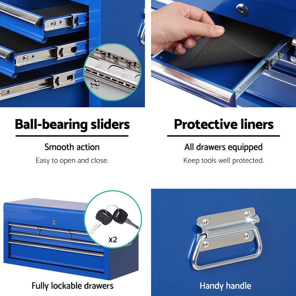 7 Drawer Tool Box Cabinet Chest Trolley Toolbox Garage Storage Blue - Tools > Tools Storage > Tool Cabinets - Rivercity House & Home Co. (ABN 18 642 972 209) - Affordable Modern Furniture Australia
