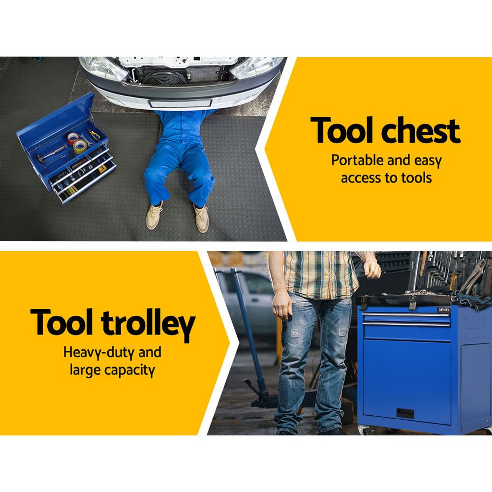7 Drawer Tool Box Cabinet Chest Trolley Toolbox Garage Storage Blue - Tools > Tools Storage > Tool Cabinets - Rivercity House & Home Co. (ABN 18 642 972 209) - Affordable Modern Furniture Australia