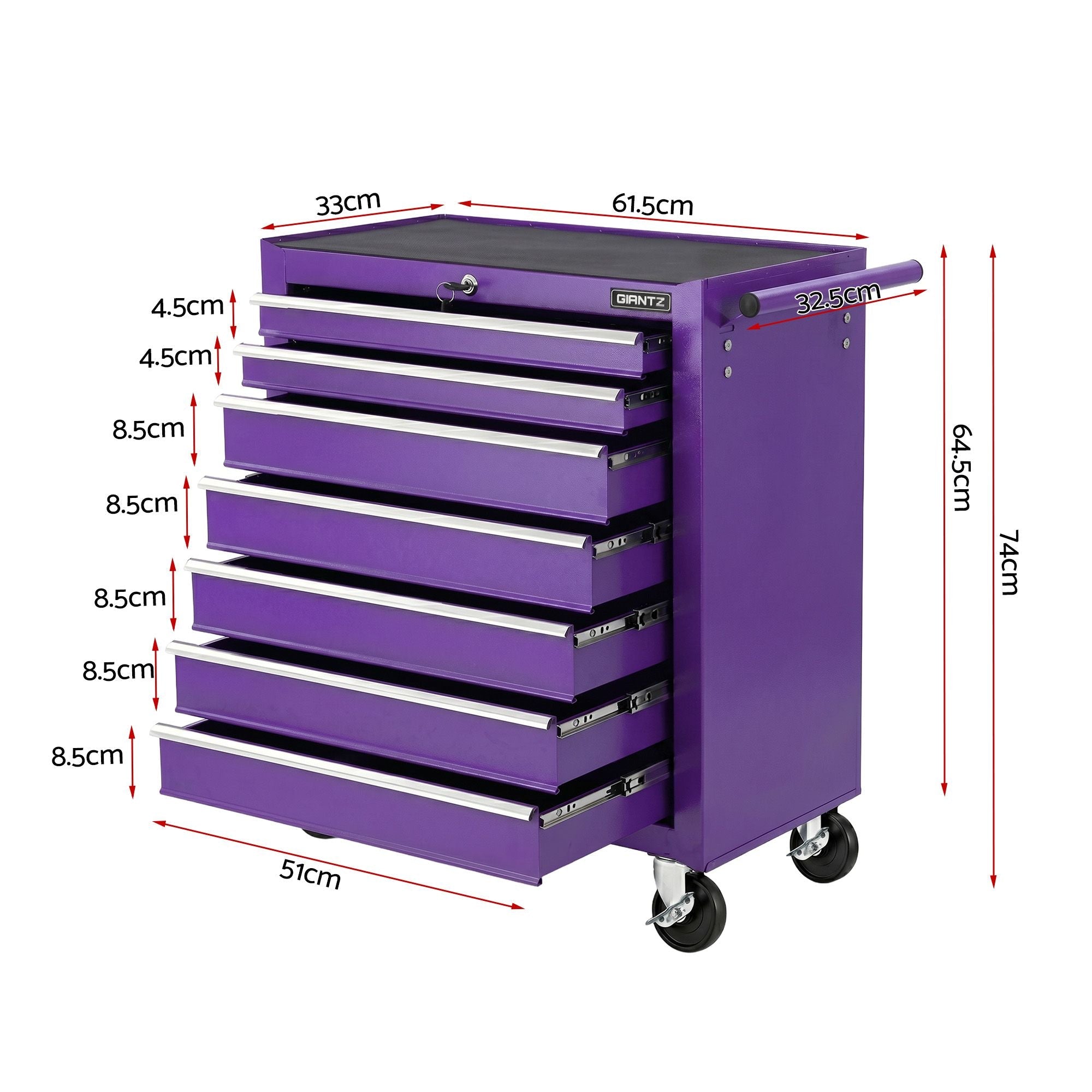 7-Drawer Tool Chest Trolley Cabinet Toolbox Heavy Duty Garage Storage Organiser Purple - Tools > Tools Storage > Tool Boxes - Rivercity House & Home Co. (ABN 18 642 972 209) - Affordable Modern Furniture Australia