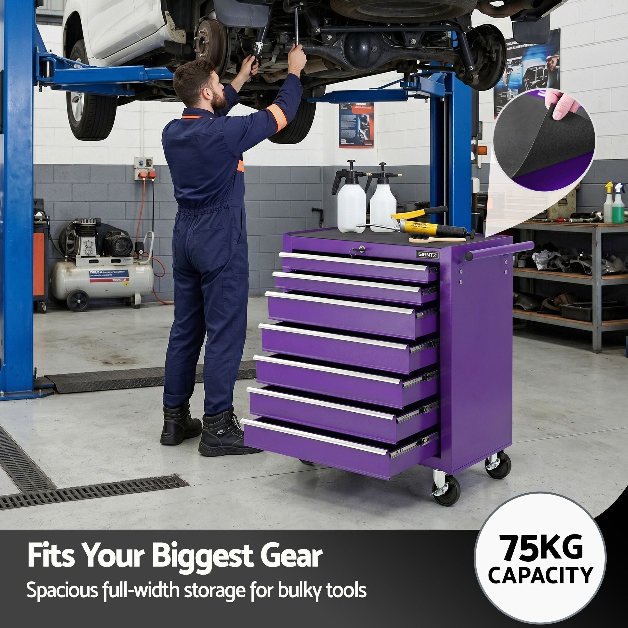 7-Drawer Tool Chest Trolley Cabinet Toolbox Heavy Duty Garage Storage Organiser Purple - Tools > Tools Storage > Tool Boxes - Rivercity House & Home Co. (ABN 18 642 972 209) - Affordable Modern Furniture Australia