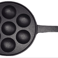 7 Holes Mini Dutch Pancake Cake Pan with Handle Cast Iron - Black