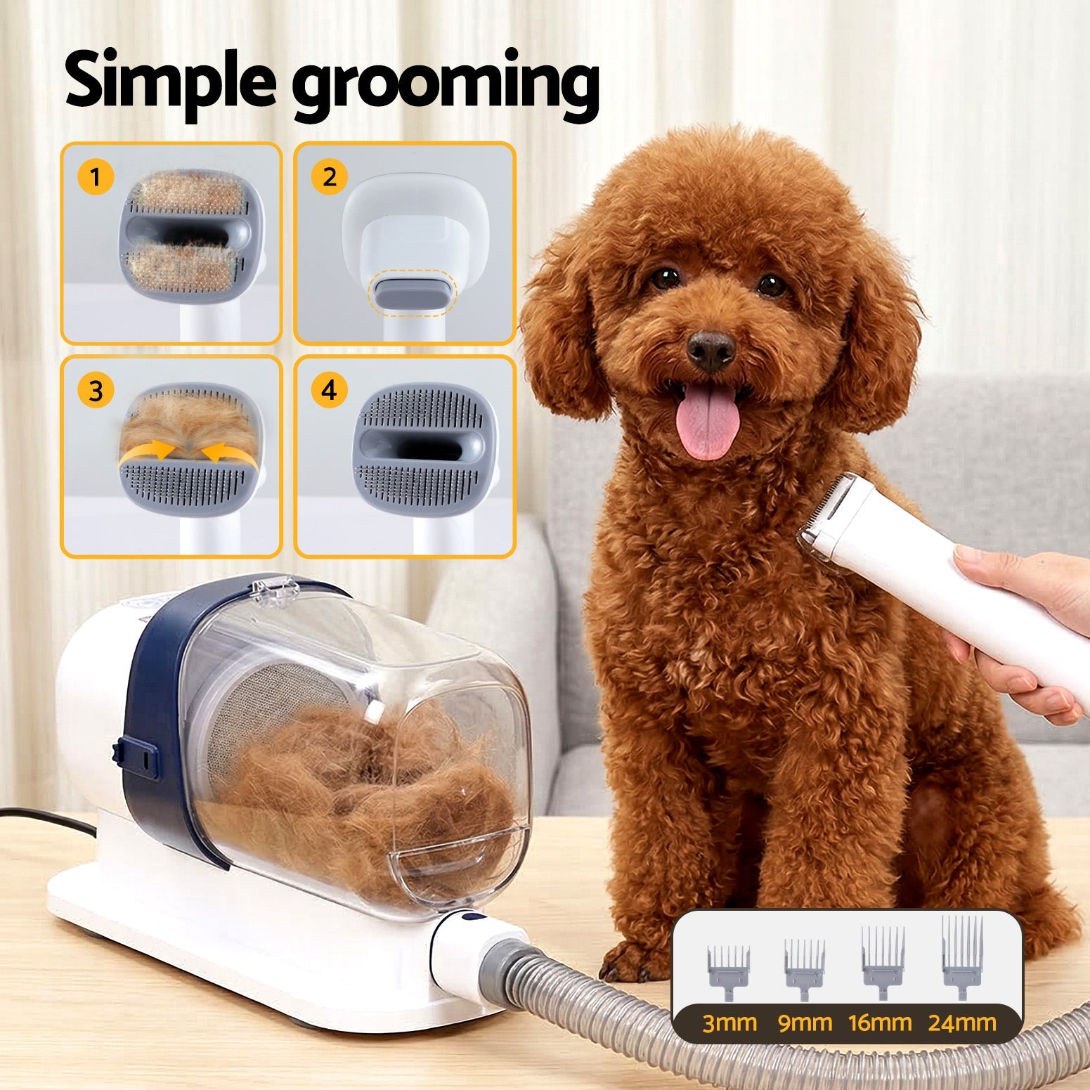 7-in-1 Pet Grooming Kit with Vacuum, Clippers, Brushes & Hair Remover - White - Pet Care > Cleaning & Maintenance > Pet Grooming Supplies - Rivercity House & Home Co. (ABN 18 642 972 209) - Affordable Modern Furniture Australia