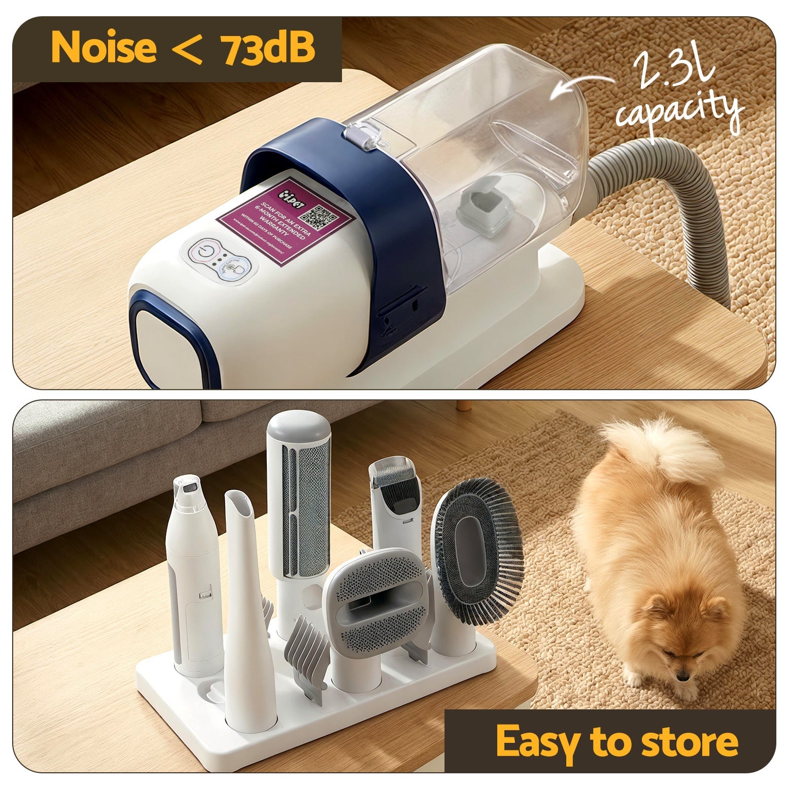 7-in-1 Pet Grooming Kit with Vacuum, Clippers, Brushes & Hair Remover - White - Pet Care > Cleaning & Maintenance > Pet Grooming Supplies - Rivercity House & Home Co. (ABN 18 642 972 209) - Affordable Modern Furniture Australia