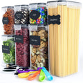 7 Piece BPA Free Plastic Food Storage Containers with Airtight Lids - Black