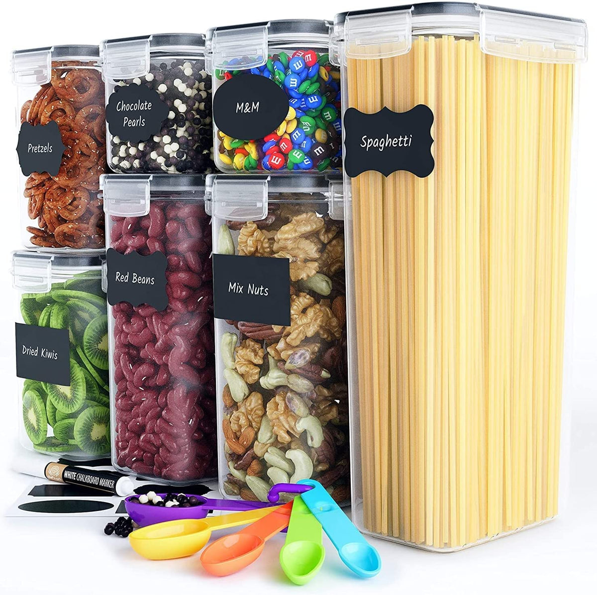 7 Piece BPA Free Plastic Food Storage Containers with Airtight Lids - Black - Home & Garden > Kitchenware > Food Storage - Rivercity House & Home Co. (ABN 18 642 972 209) - Affordable Modern Furniture Australia