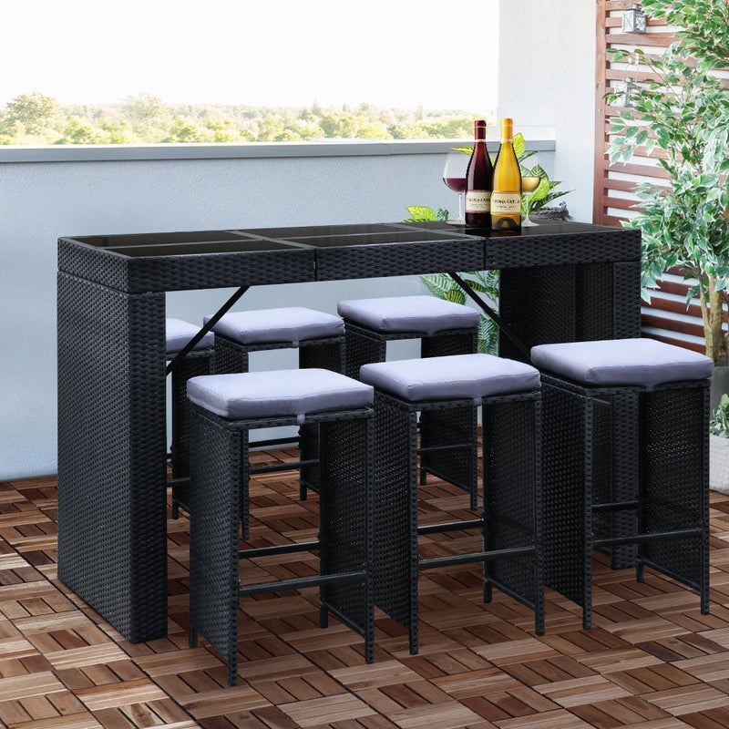 7 Piece Outdoor Bar Style Table Set - Rivercity House & Home Co. (ABN 18 642 972 209) - Affordable Modern Furniture Australia