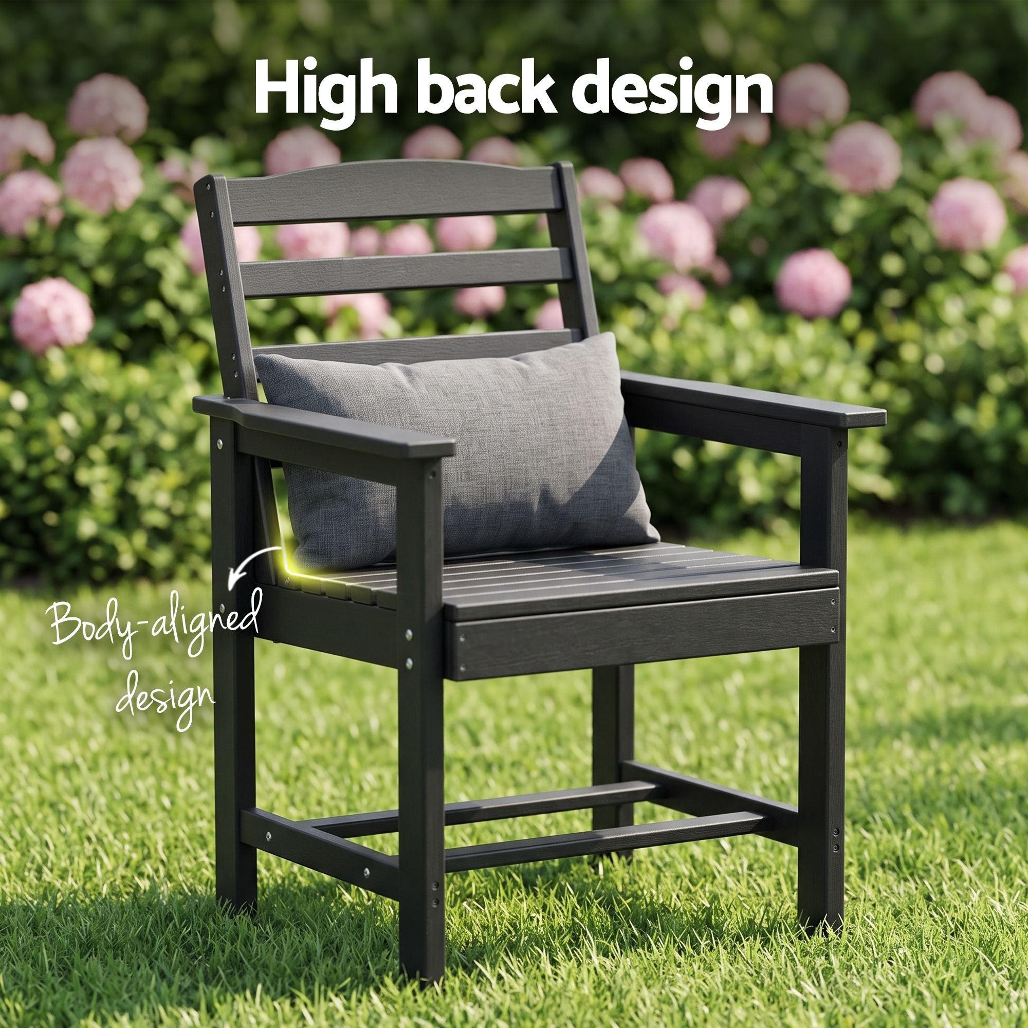 7 Piece Outdoor Dining Set with HDPE Table and Chairs - Black - Furniture > Outdoor > Outdoor Dining Sets - Rivercity House & Home Co. (ABN 18 642 972 209) - Affordable Modern Furniture Australia