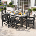7 Piece Outdoor Dining Set with HDPE Table and Chairs - Black