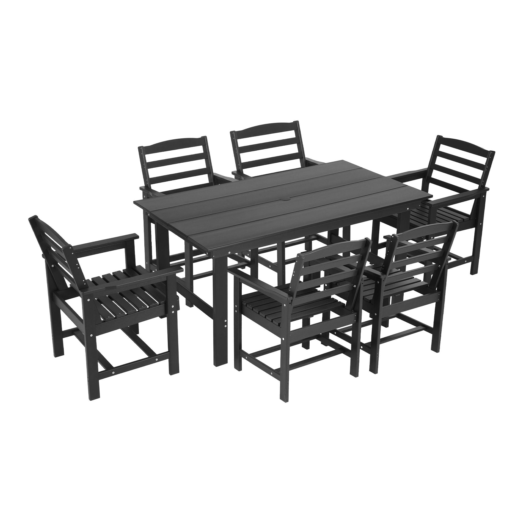 7 Piece Outdoor Dining Set with HDPE Table and Chairs - Black - Furniture > Outdoor > Outdoor Dining Sets - Rivercity House & Home Co. (ABN 18 642 972 209) - Affordable Modern Furniture Australia
