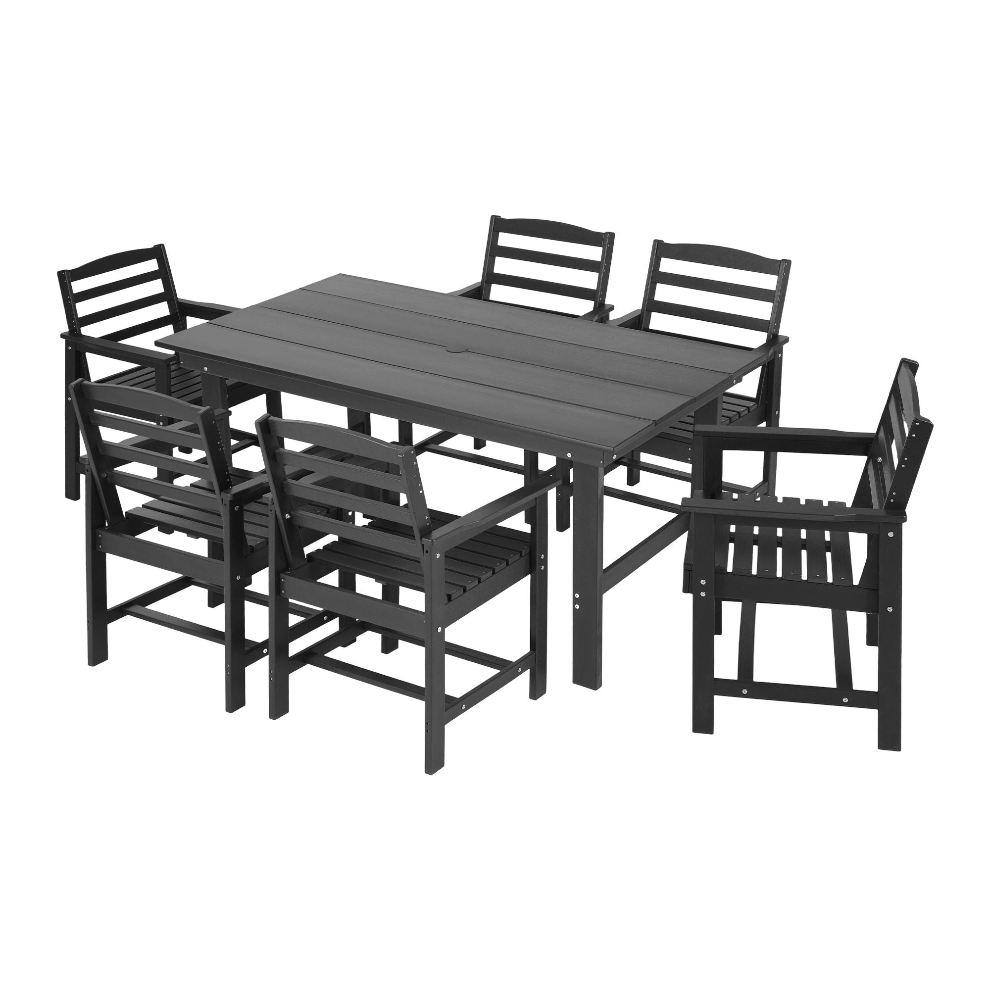 7 Piece Outdoor Dining Set with HDPE Table and Chairs - Black - Furniture > Outdoor > Outdoor Dining Sets - Rivercity House & Home Co. (ABN 18 642 972 209) - Affordable Modern Furniture Australia