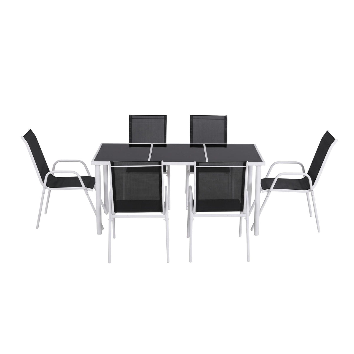 7 Piece Outdoor Dining Set with Steel Table & Textilene Chairs - Black - Furniture > Outdoor > Outdoor Dining Sets - Rivercity House & Home Co. (ABN 18 642 972 209) - Affordable Modern Furniture Australia