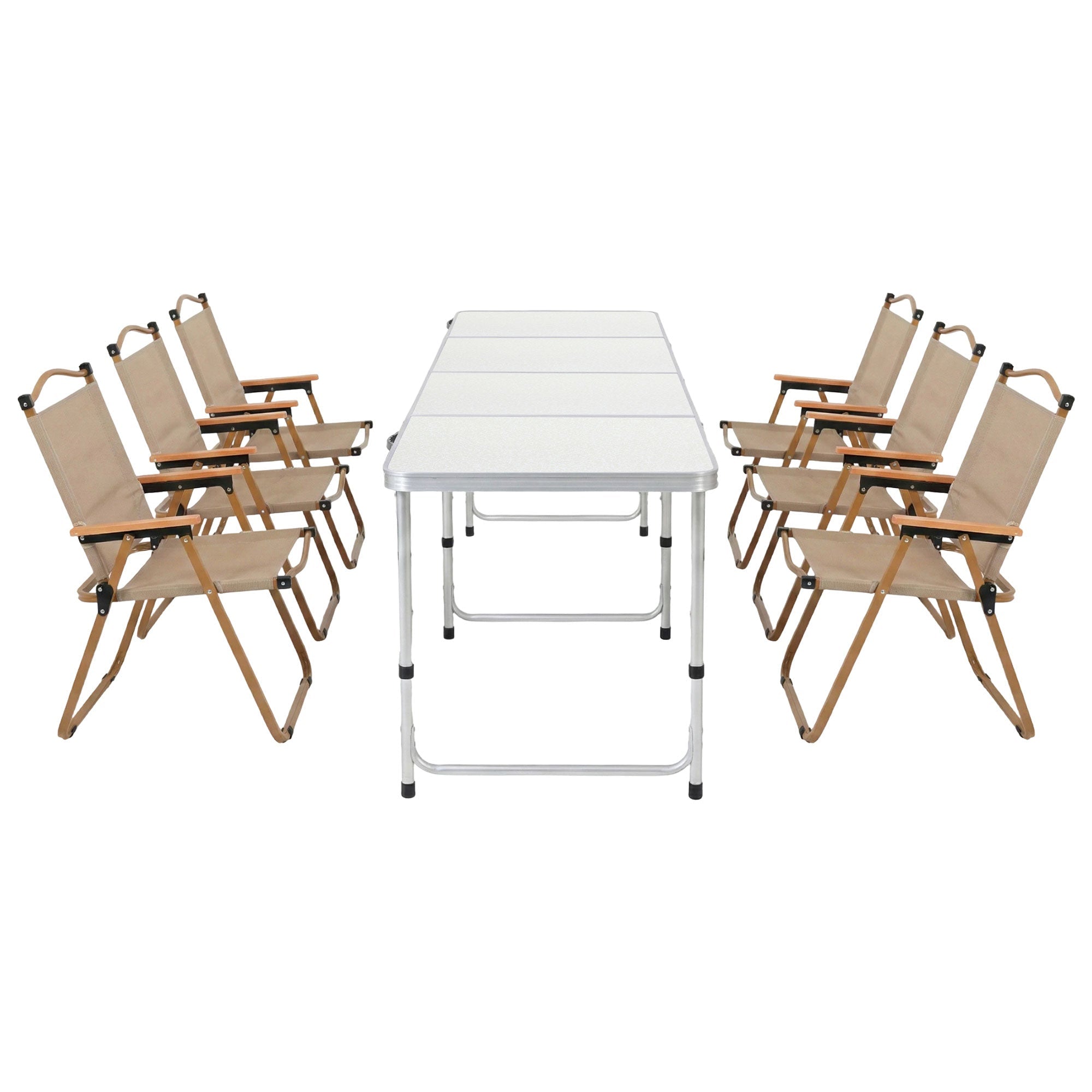 7-Piece Outdoor Folding Camping Table and Chair Set - Aluminium - Outdoor Recreation > Camping > Camp Furniture - Rivercity House & Home Co. (ABN 18 642 972 209) - Affordable Modern Furniture Australia