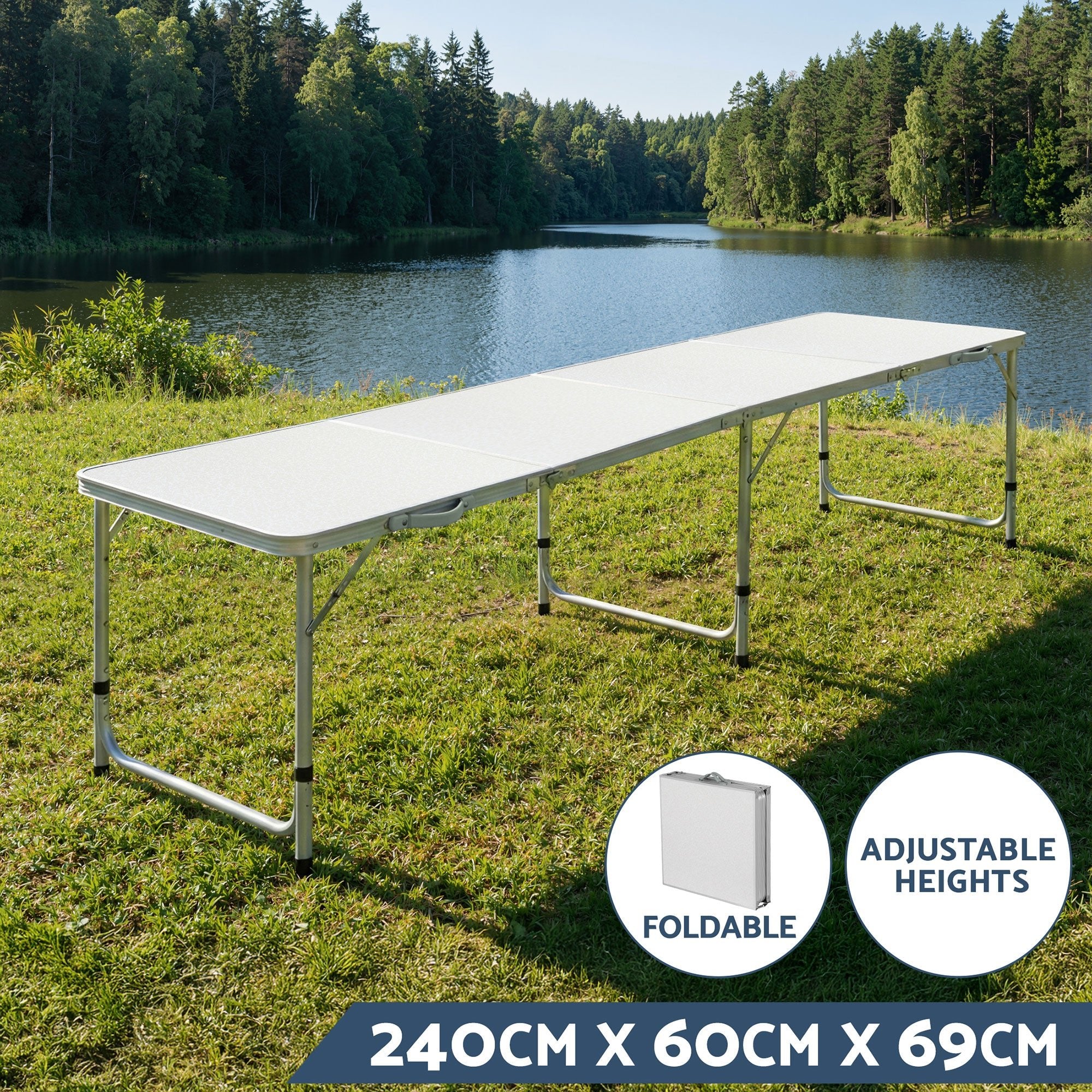 7-Piece Outdoor Folding Camping Table and Chair Set - Aluminium - Outdoor Recreation > Camping > Camp Furniture - Rivercity House & Home Co. (ABN 18 642 972 209) - Affordable Modern Furniture Australia