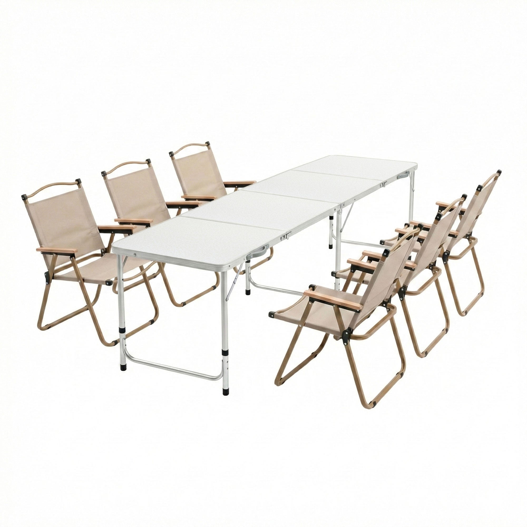 7-Piece Outdoor Folding Camping Table and Chair Set - Aluminium - Outdoor Recreation > Camping > Camp Furniture - Rivercity House & Home Co. (ABN 18 642 972 209) - Affordable Modern Furniture Australia