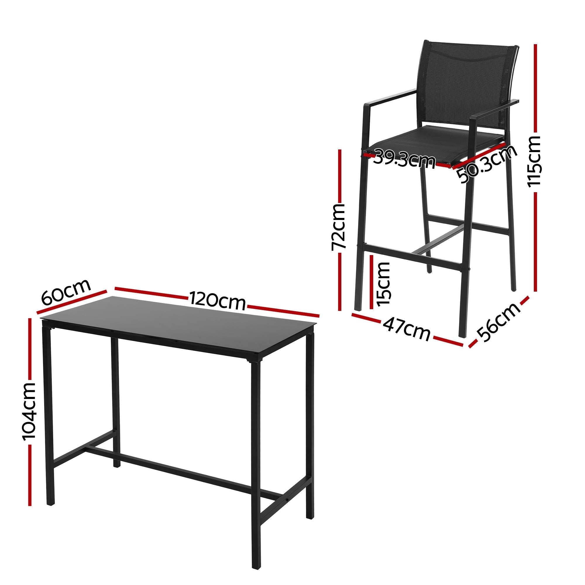 7-Piece Outdoor Steel Bar Set with Table and Stools - Black - Furniture > Bar Stools & Chairs > Table & Bar Stools - Rivercity House & Home Co. (ABN 18 642 972 209) - Affordable Modern Furniture Australia