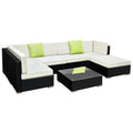 7 Piece Wicker Outdoor Lounge with Storage Cover - Beige