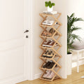 7 Tier Foldable Bamboo Shoe Rack Organizer for Entryway - Pine