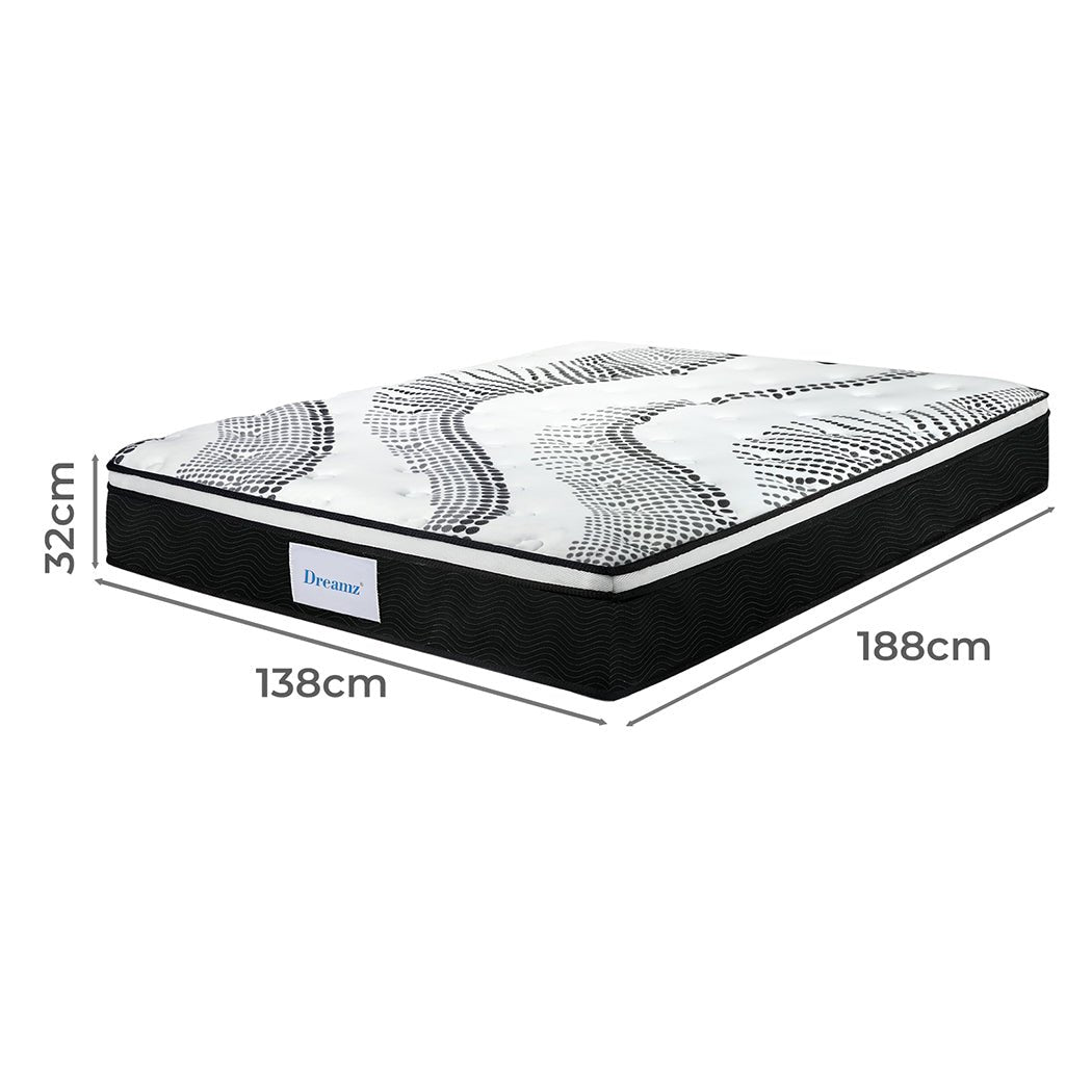 7 Zone Medium Firm Double Pocket Spring Mattress - White and Black - Rivercity House & Home Co. (ABN 18 642 972 209) - Affordable Modern Furniture Australia