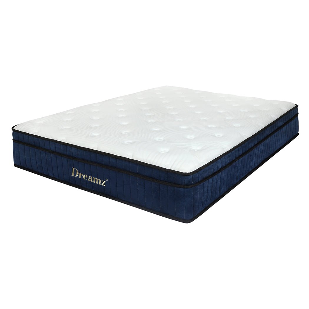7 Zone Medium Firm Double Pocket Spring Mattress - White and Blue - Rivercity House & Home Co. (ABN 18 642 972 209) - Affordable Modern Furniture Australia