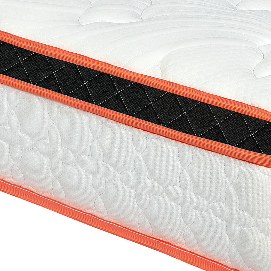 7 Zone Medium Firm Double Pocket Spring Mattress - White, Orange & Black - Rivercity House & Home Co. (ABN 18 642 972 209) - Affordable Modern Furniture Australia