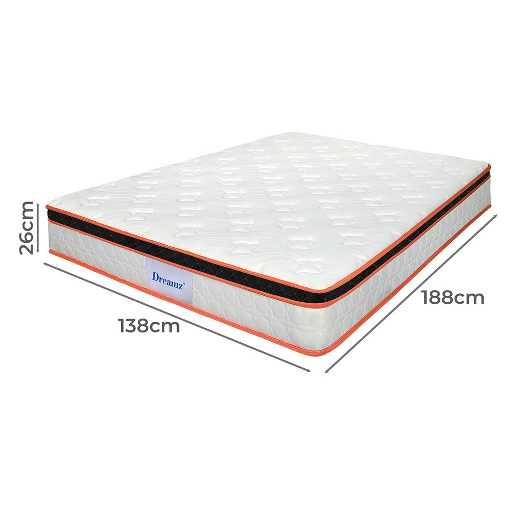 7 Zone Medium Firm Double Pocket Spring Mattress - White, Orange & Black - Rivercity House & Home Co. (ABN 18 642 972 209) - Affordable Modern Furniture Australia