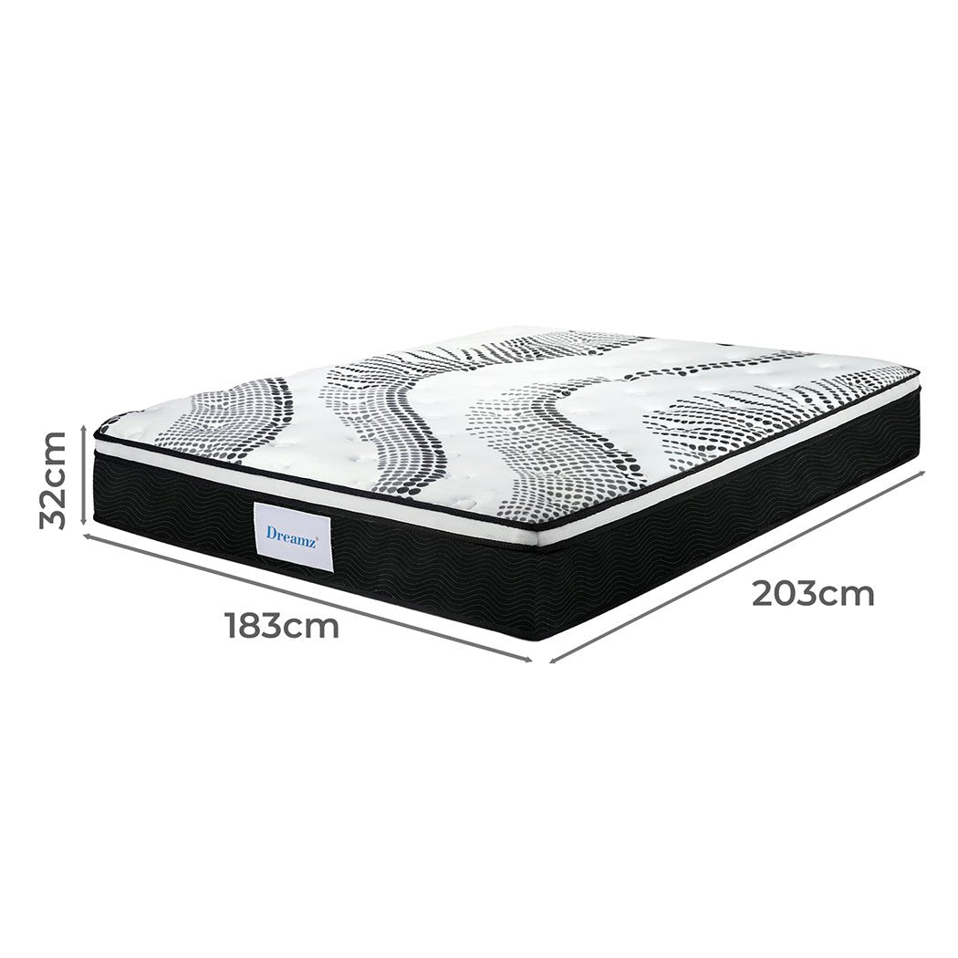 7 Zone Medium Firm King Pocket Spring Mattress - White and Black - Rivercity House & Home Co. (ABN 18 642 972 209) - Affordable Modern Furniture Australia