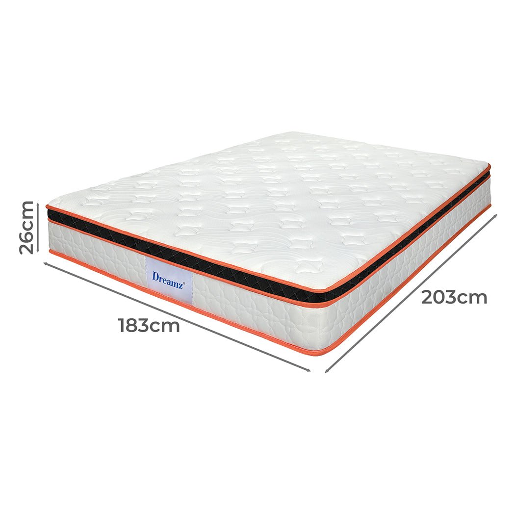 7 Zone Medium Firm King Pocket Spring Mattress - White, Orange, Black - Rivercity House & Home Co. (ABN 18 642 972 209) - Affordable Modern Furniture Australia