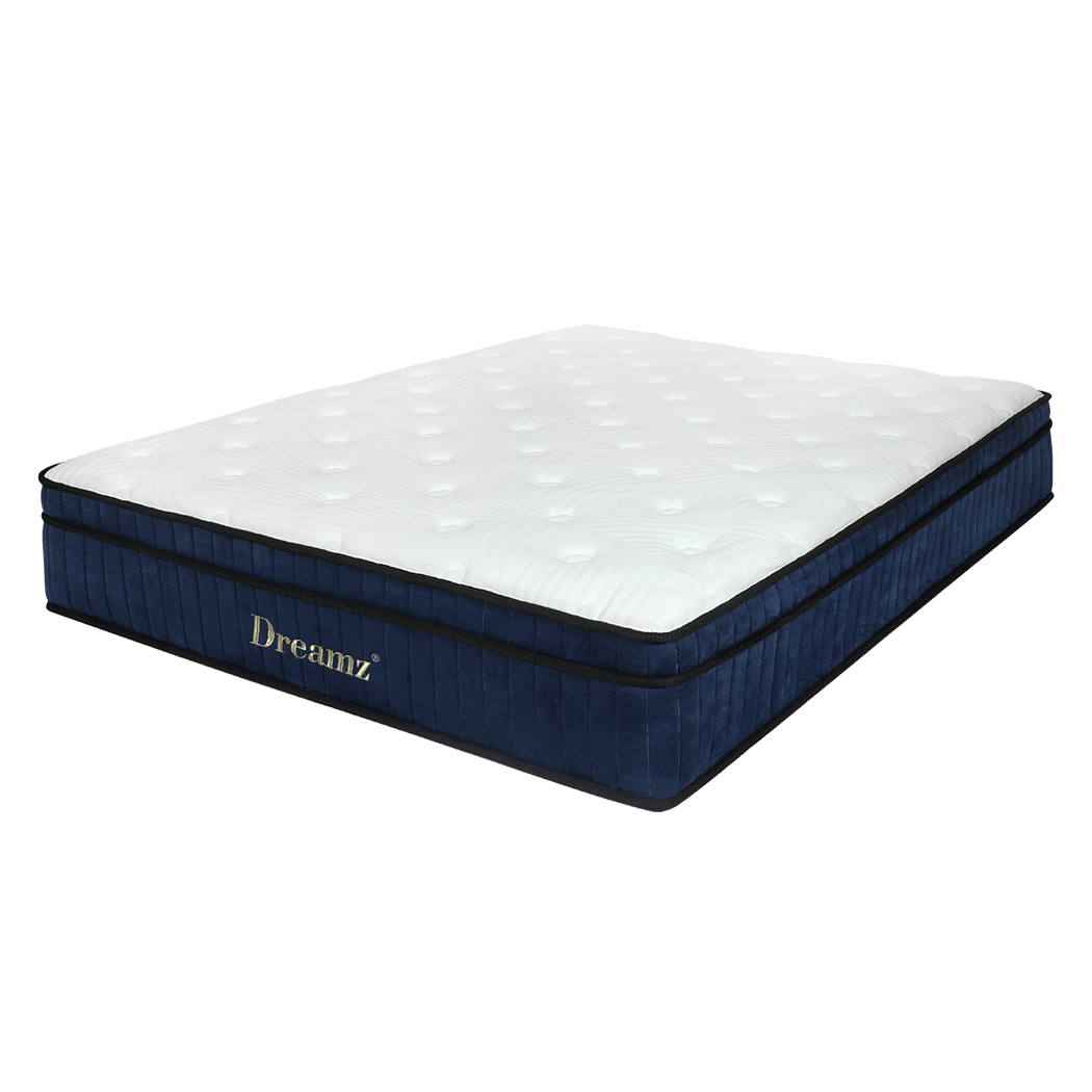 7 Zone Medium Firm Queen Pocket Spring Mattress - White and Blue - Rivercity House & Home Co. (ABN 18 642 972 209) - Affordable Modern Furniture Australia