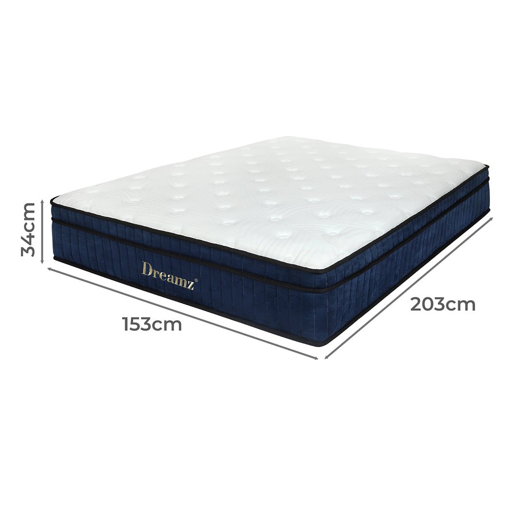 7 Zone Medium Firm Queen Pocket Spring Mattress - White and Blue - Rivercity House & Home Co. (ABN 18 642 972 209) - Affordable Modern Furniture Australia