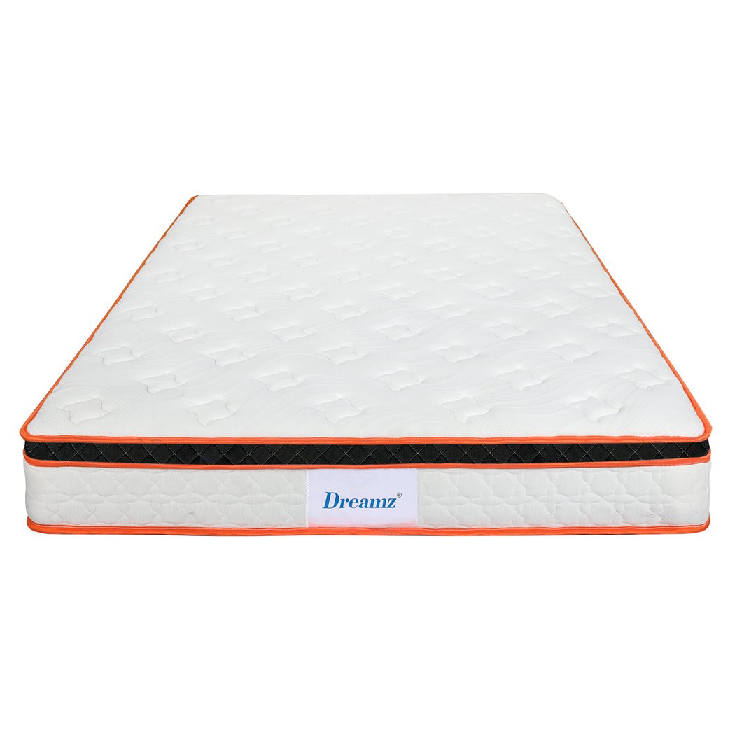 7 Zone Medium Firm Queen Pocket Spring Mattress - White, Orange, Black - Rivercity House & Home Co. (ABN 18 642 972 209) - Affordable Modern Furniture Australia