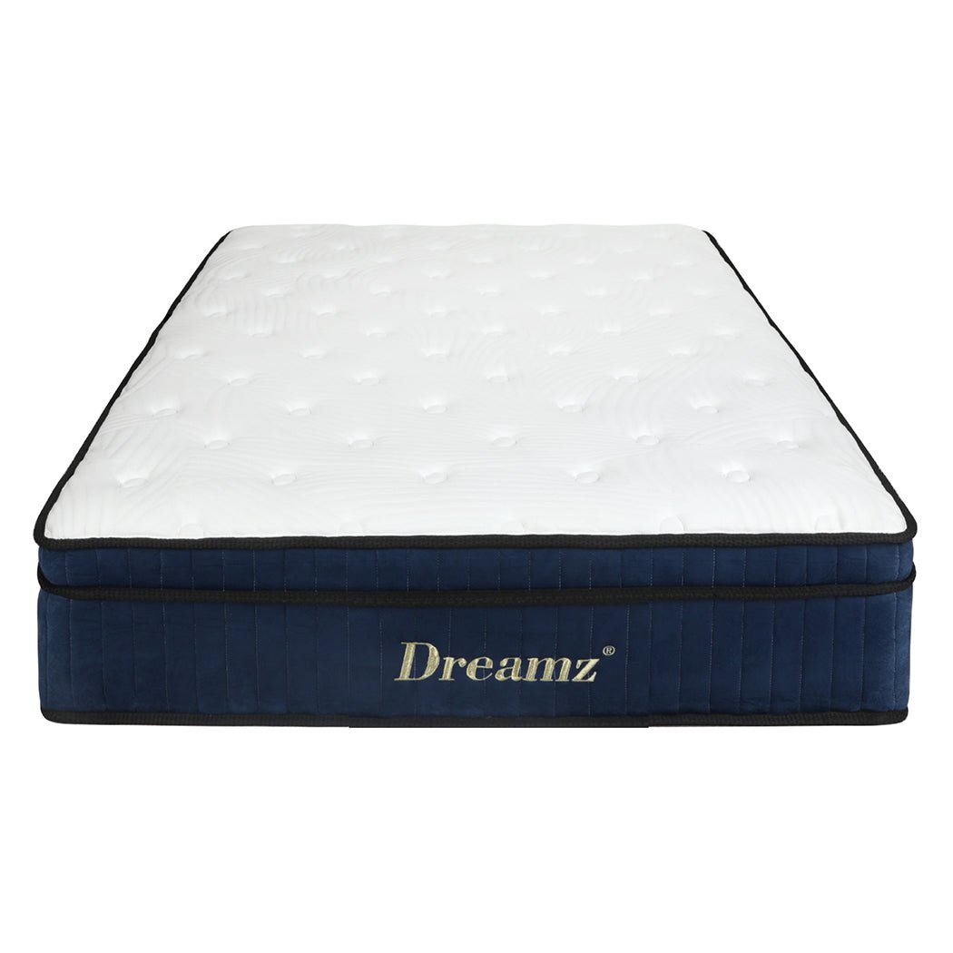 7 Zone Medium Firm Single Pocket Spring Mattress 34cm Profile - White and Blue - Rivercity House & Home Co. (ABN 18 642 972 209) - Affordable Modern Furniture Australia