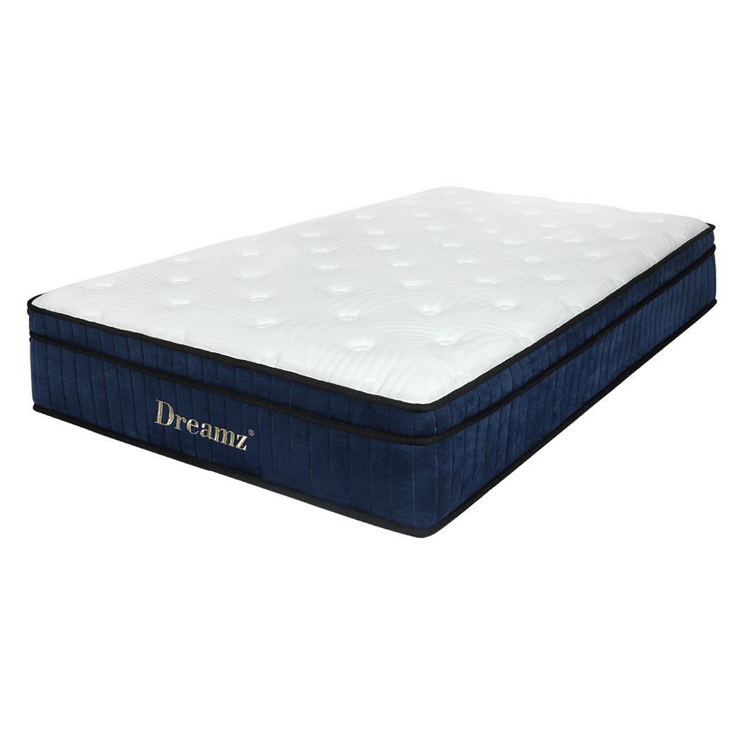 7 Zone Medium Firm Single Pocket Spring Mattress 34cm Profile - White and Blue - Rivercity House & Home Co. (ABN 18 642 972 209) - Affordable Modern Furniture Australia