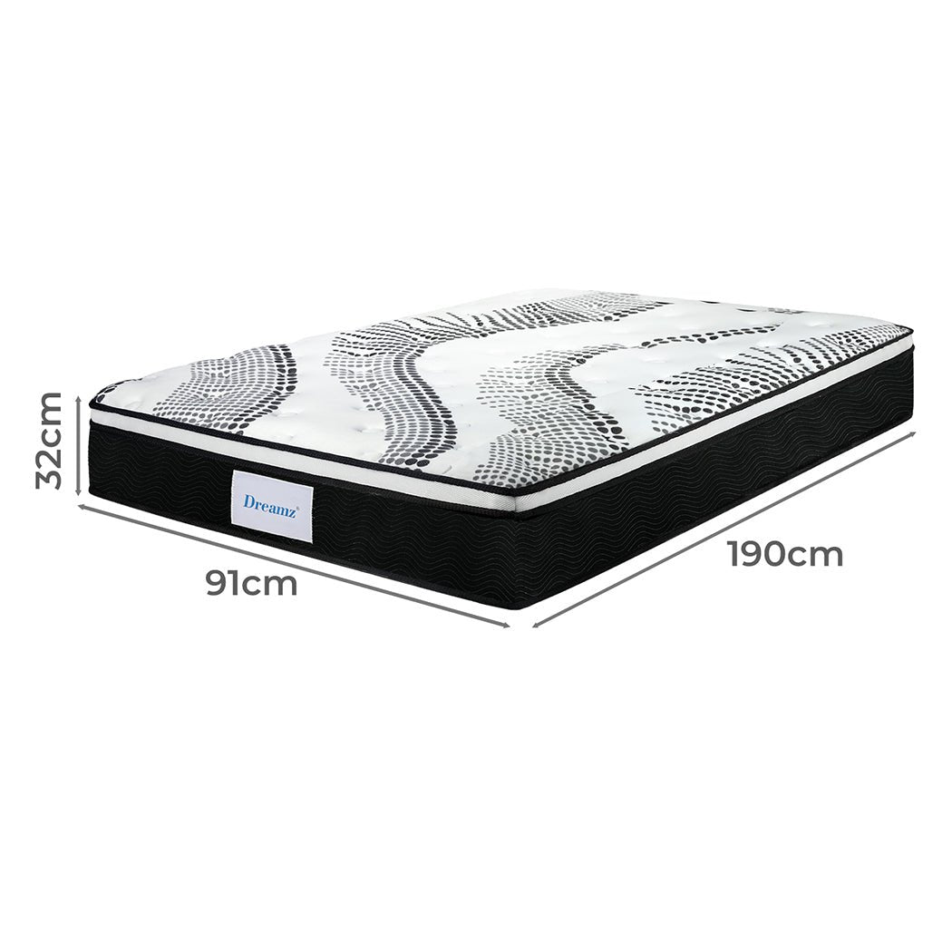7 Zone Medium Firm Single Pocket Spring Mattress - White and Black - Rivercity House & Home Co. (ABN 18 642 972 209) - Affordable Modern Furniture Australia
