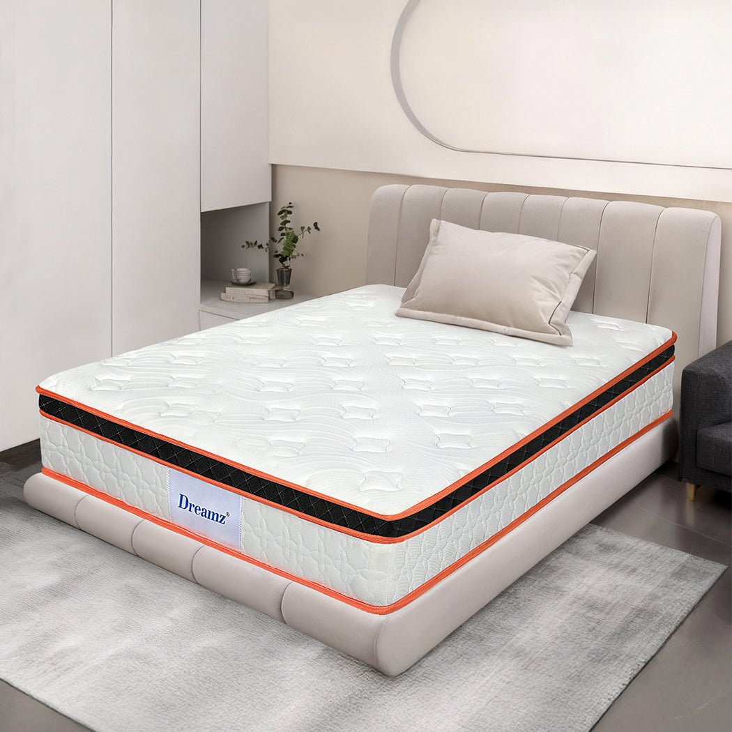 7 Zone Pocket Spring King Single Mattress 26cm - White, Orange, Black - Rivercity House & Home Co. (ABN 18 642 972 209) - Affordable Modern Furniture Australia