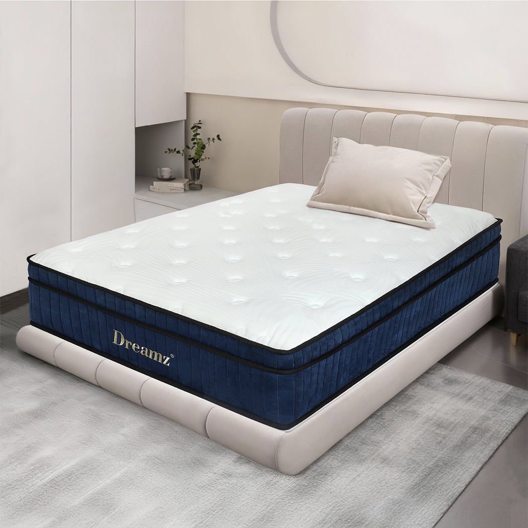 7 Zone Pocket Spring King Single Mattress 34cm - White and Blue - Rivercity House & Home Co. (ABN 18 642 972 209) - Affordable Modern Furniture Australia
