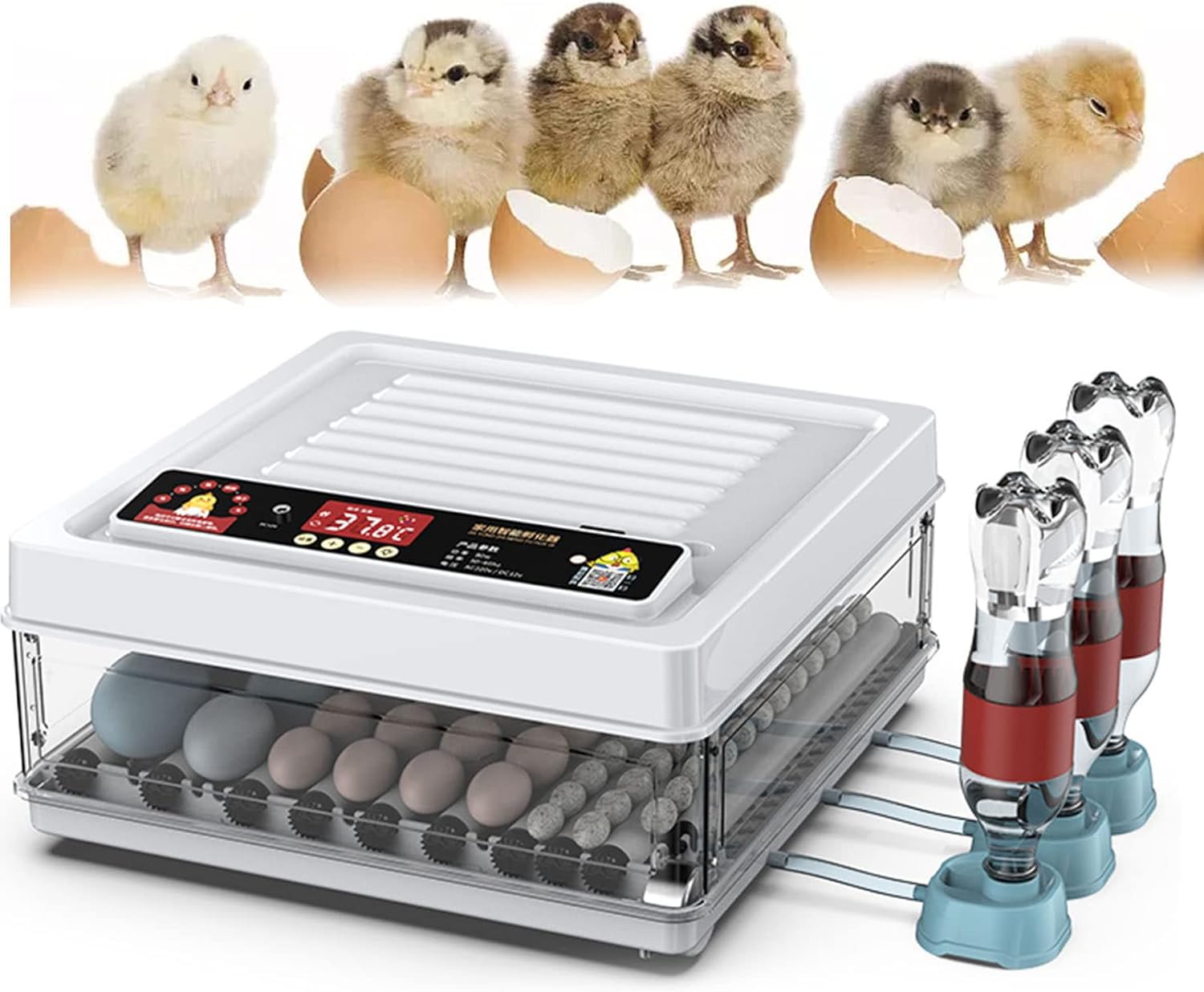 70 Egg Incubator with Automatic Turning, LED Display, Humidity & Temperature Control, Auto Water System & Built - in Egg Candler - Black - Appliances > Aroma Diffusers & Humidifiers > Humidifiers - Rivercity House & Home Co. (ABN 18 642 972 209) - Affordable Modern Furniture Australia