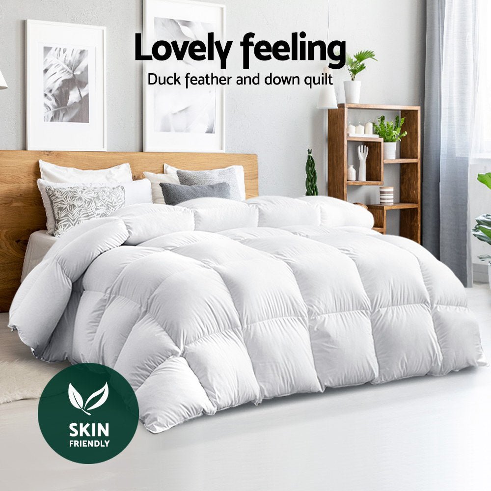 700GSM Duck Down Feather Quilt Duvet Double Winter Blanket - White - Home & Garden > Bedding > Quilts & Duvets - Rivercity House & Home Co. (ABN 18 642 972 209) - Affordable Modern Furniture Australia