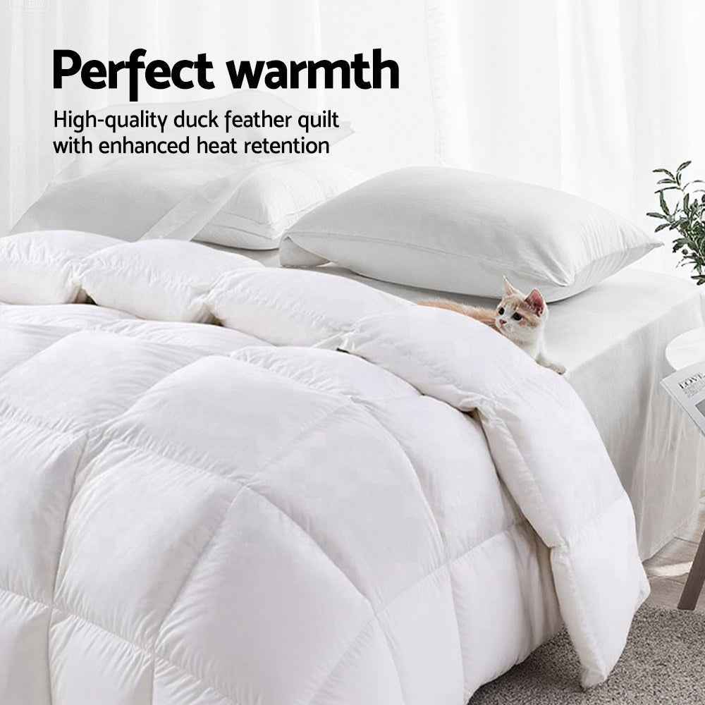 700GSM Duck Down Feather Quilt Duvet Double Winter Blanket - White - Home & Garden > Bedding > Quilts & Duvets - Rivercity House & Home Co. (ABN 18 642 972 209) - Affordable Modern Furniture Australia