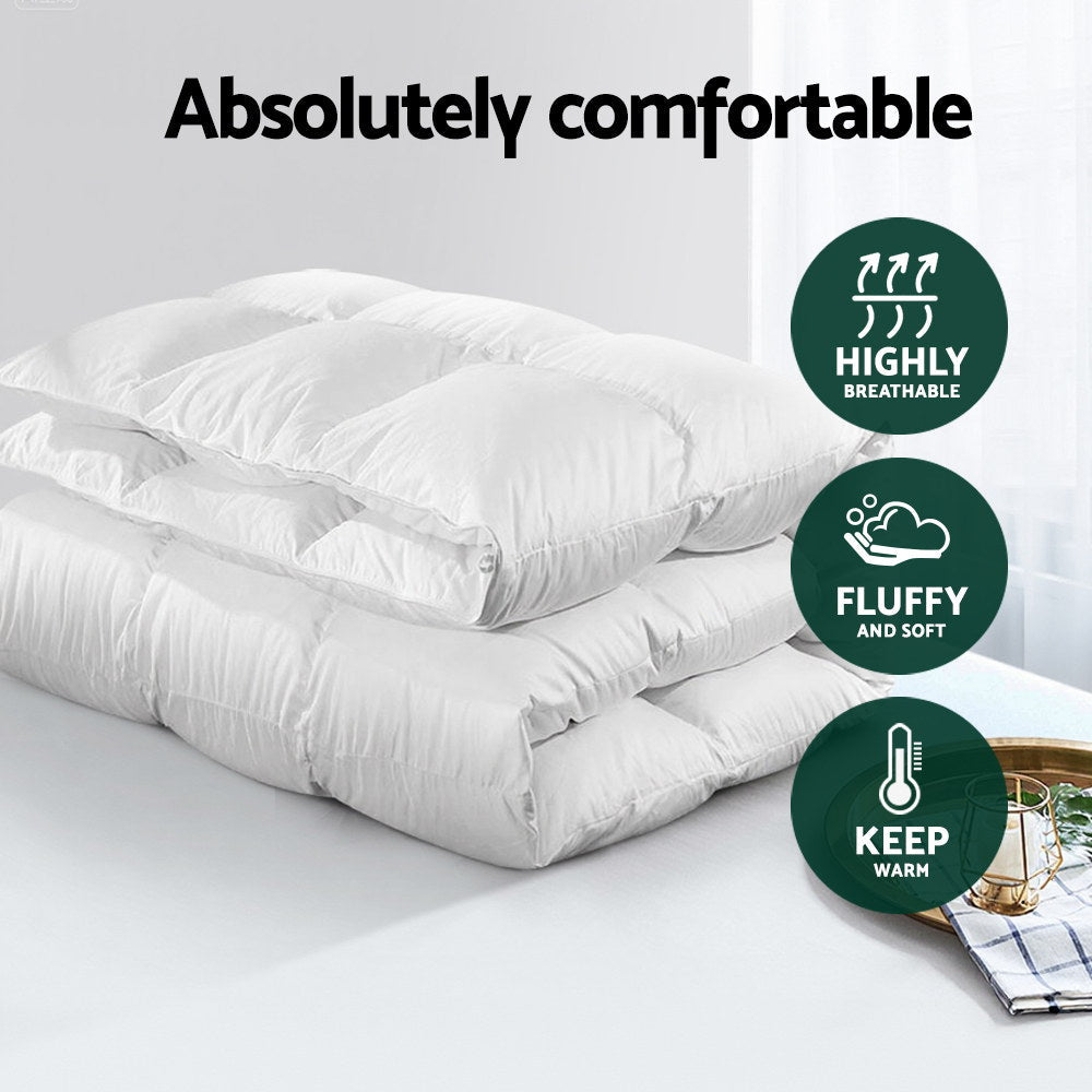 700GSM Duck Down Feather Quilt Duvet Double Winter Blanket - White - Home & Garden > Bedding > Quilts & Duvets - Rivercity House & Home Co. (ABN 18 642 972 209) - Affordable Modern Furniture Australia