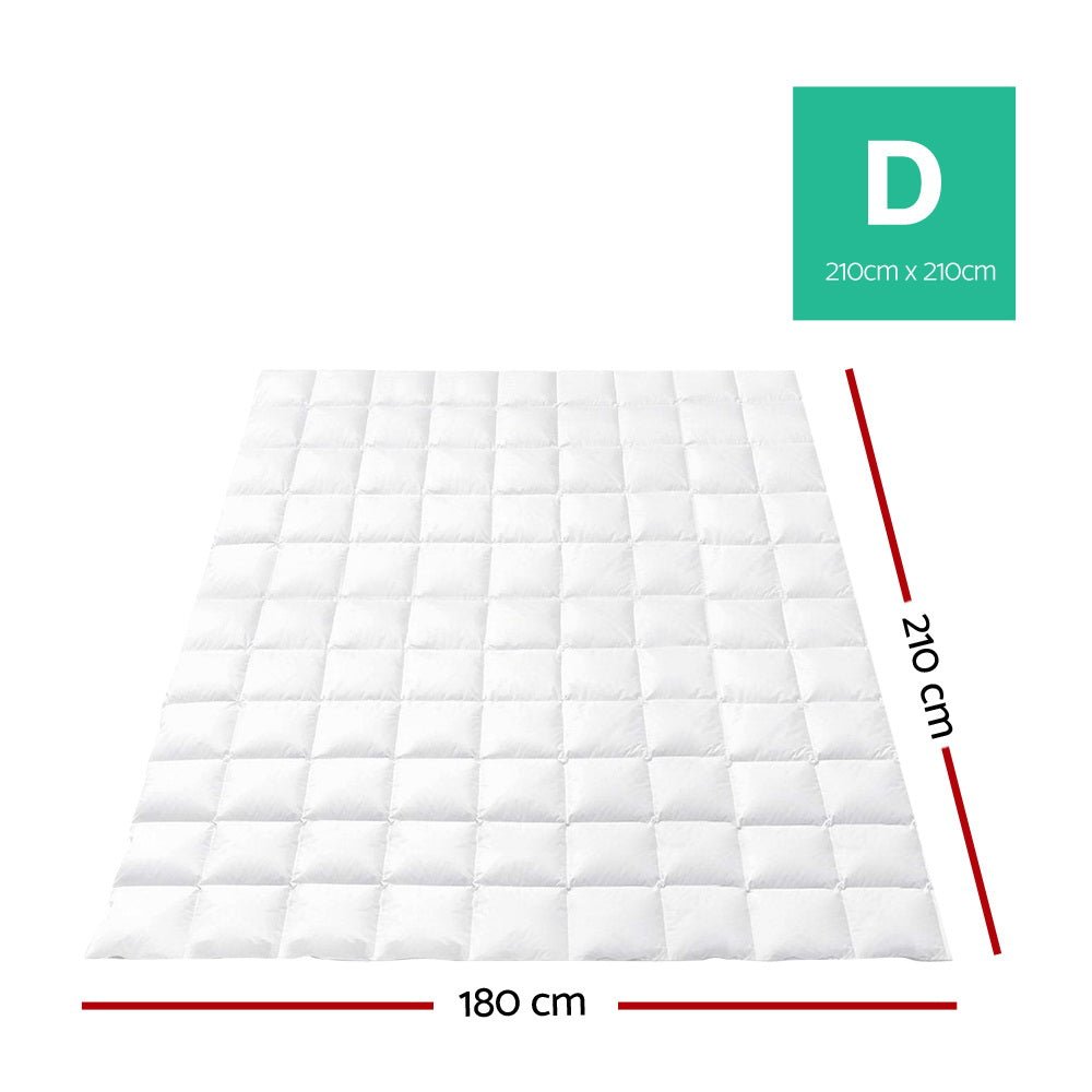 700GSM Goose Down Feather Quilt Double - White - Home & Garden > Bedding > Quilts & Duvets - Rivercity House & Home Co. (ABN 18 642 972 209) - Affordable Modern Furniture Australia