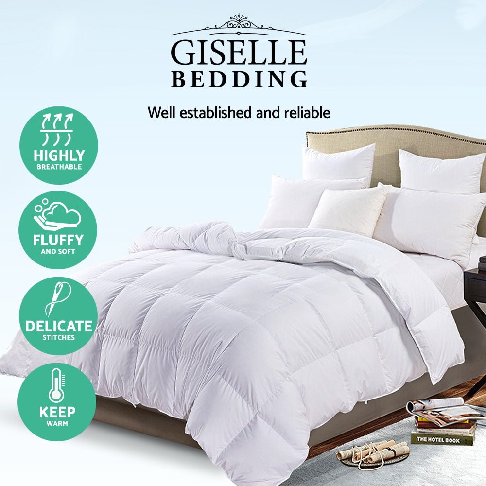 700GSM Goose Down Feather Quilt Single - White - Home & Garden > Bedding > Quilts & Duvets - Rivercity House & Home Co. (ABN 18 642 972 209) - Affordable Modern Furniture Australia