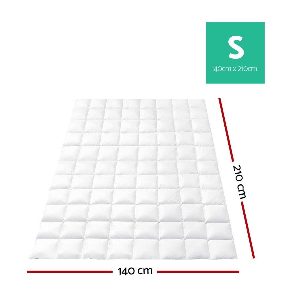 700GSM Goose Down Feather Quilt Single - White - Home & Garden > Bedding > Quilts & Duvets - Rivercity House & Home Co. (ABN 18 642 972 209) - Affordable Modern Furniture Australia