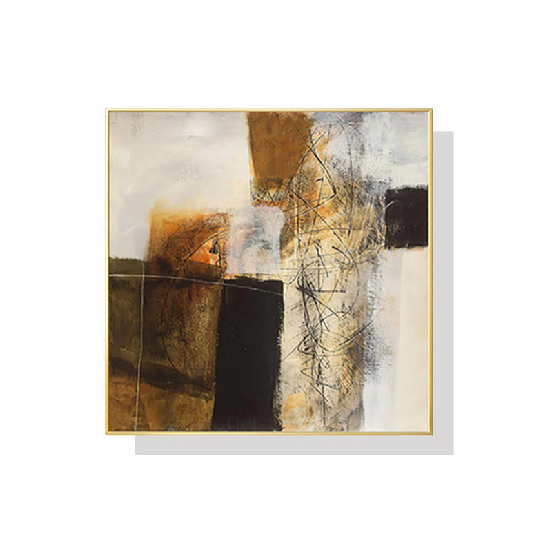 70cmx70cm Abstract gold brown painting style Gold Frame Canvas Wall Art - Home & Garden > Wall Art - Rivercity House & Home Co. (ABN 18 642 972 209) - Affordable Modern Furniture Australia